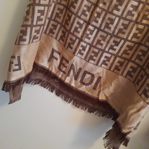 Fendi wool & silk Monogram Scarf/Shawl/Wrap. - Picture 6 of 12